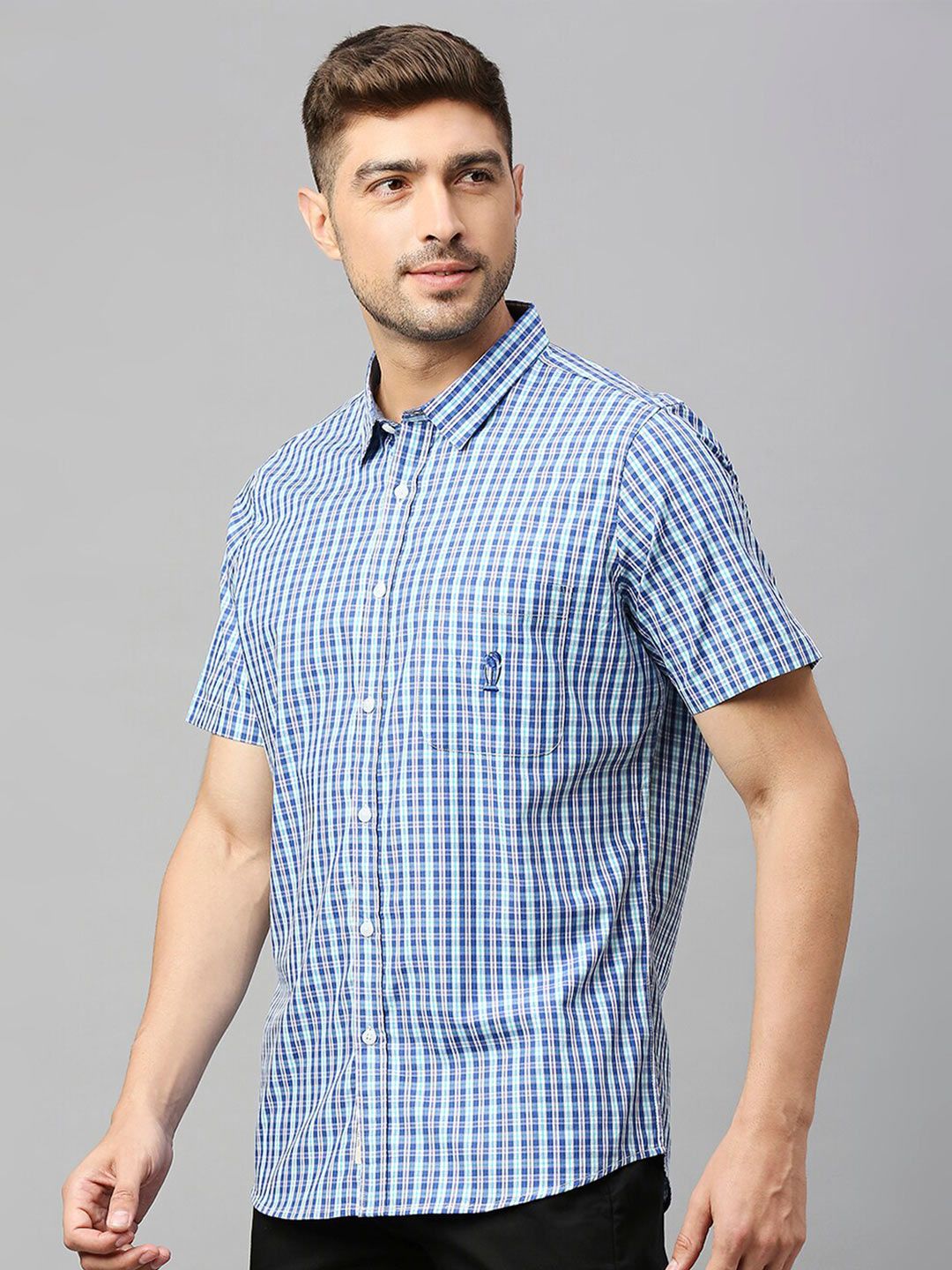 Thomas Scott Classic Slim Fit Gingham Checks Pure Cotton Casual Shirt
