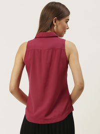 DressBerry Women Fuchsia Regular Fit Solid Casual Shirt