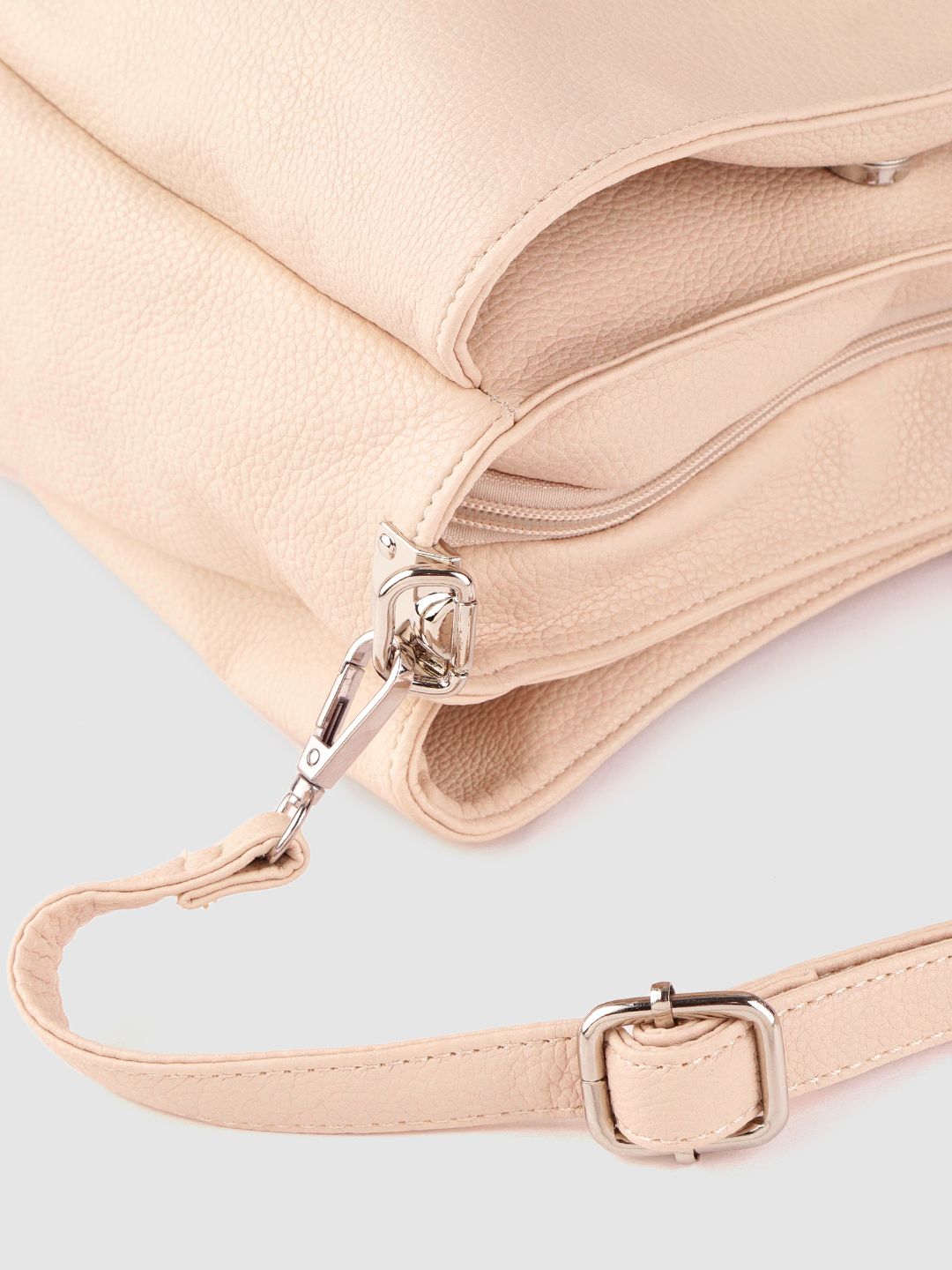 Lino Perros Peach-Coloured Solid Hobo Bag