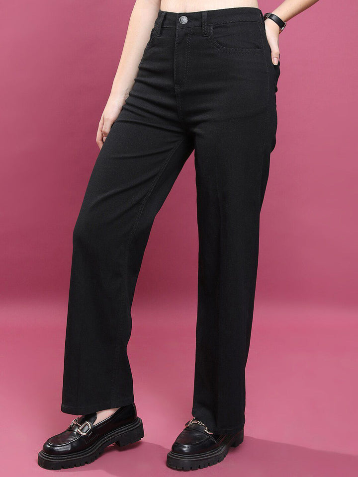Basics By Tokyo Talkies Women Flared Clean Look Stretchable Jeans