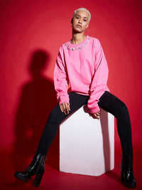 SASSAFRAS Pink Embellished Sweatshirt