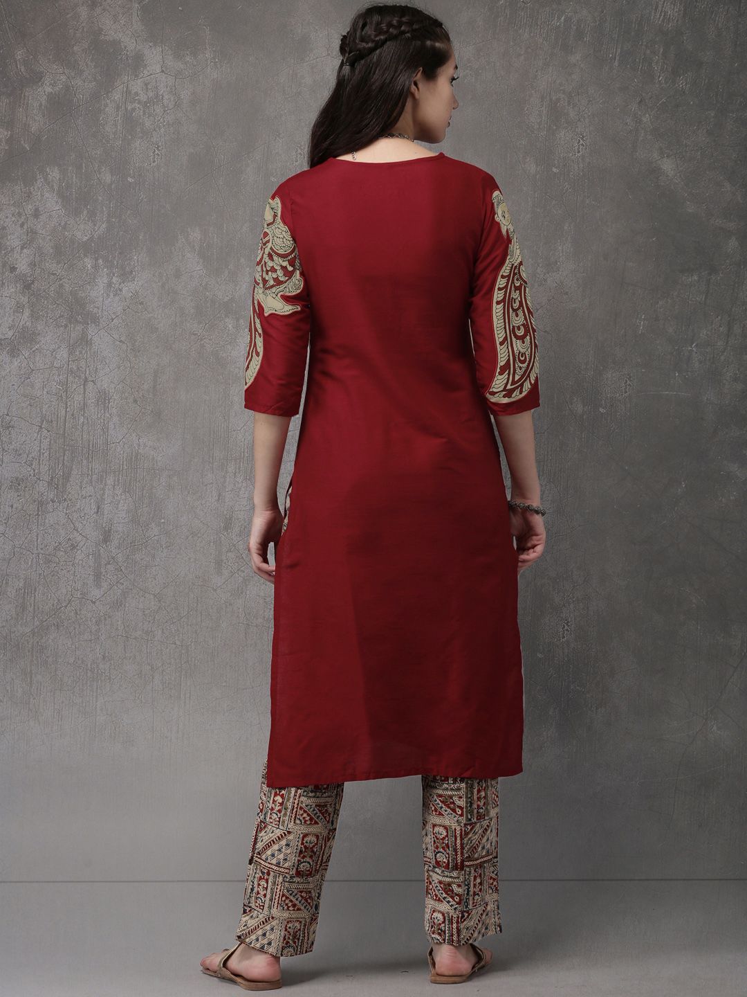 Anouk Women Red Solid Straight Kurta