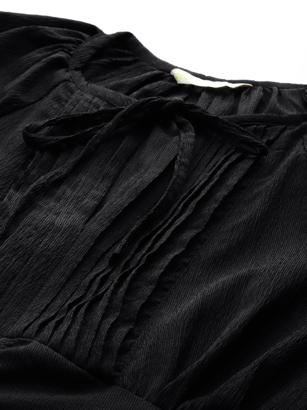 DressBerry Textured Tie-Up Neck Empire Midi Dress