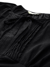 DressBerry Textured Tie-Up Neck Empire Midi Dress