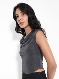 RAREISM Cowl Neck Crop Top