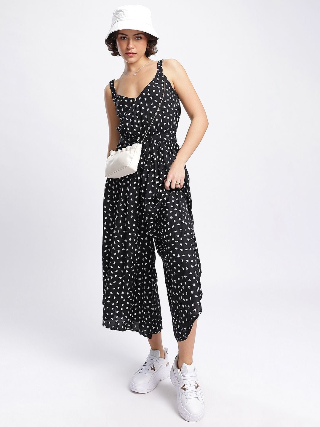 DressBerry Playful Feminine Charm Floral Print Wrap Jumpsuit