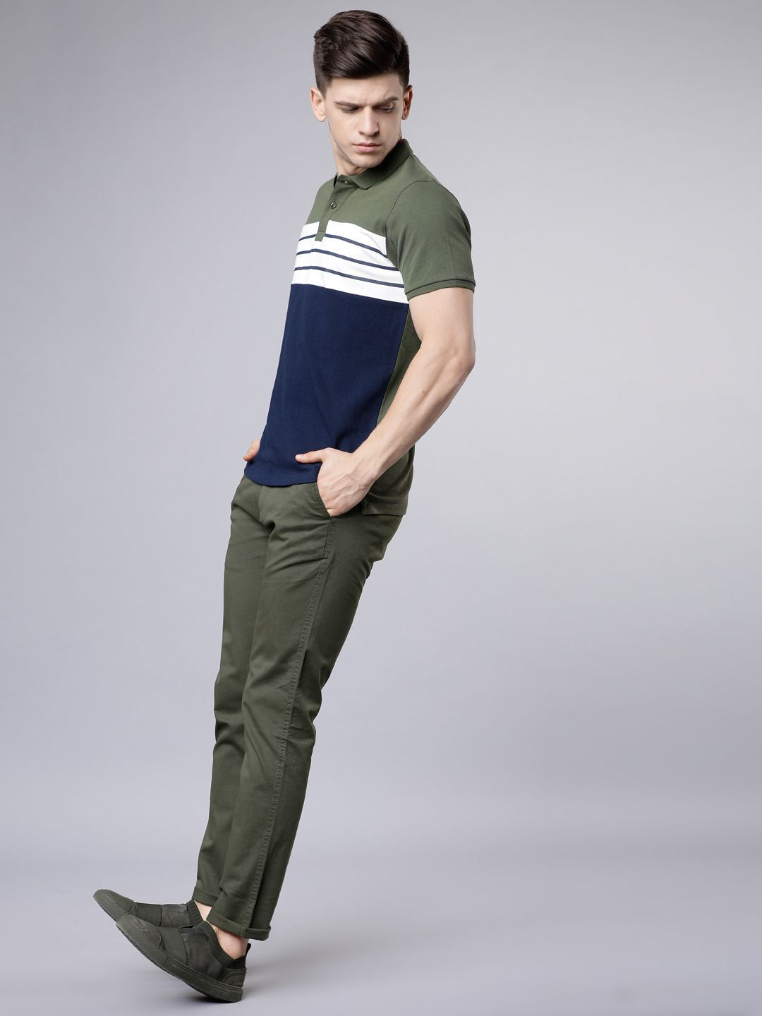 HIGHLANDER Men Olive Green Slim Fit Chinos