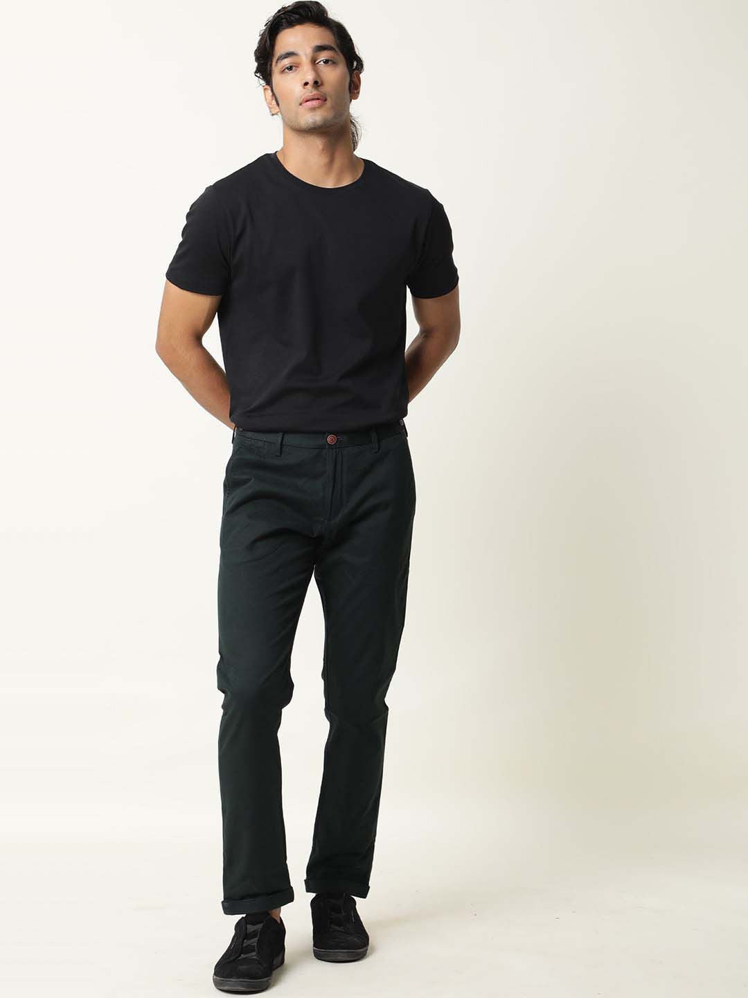 RARE RABBIT Men Trews-22 Slim Fit Mid Rise Cotton Trouser