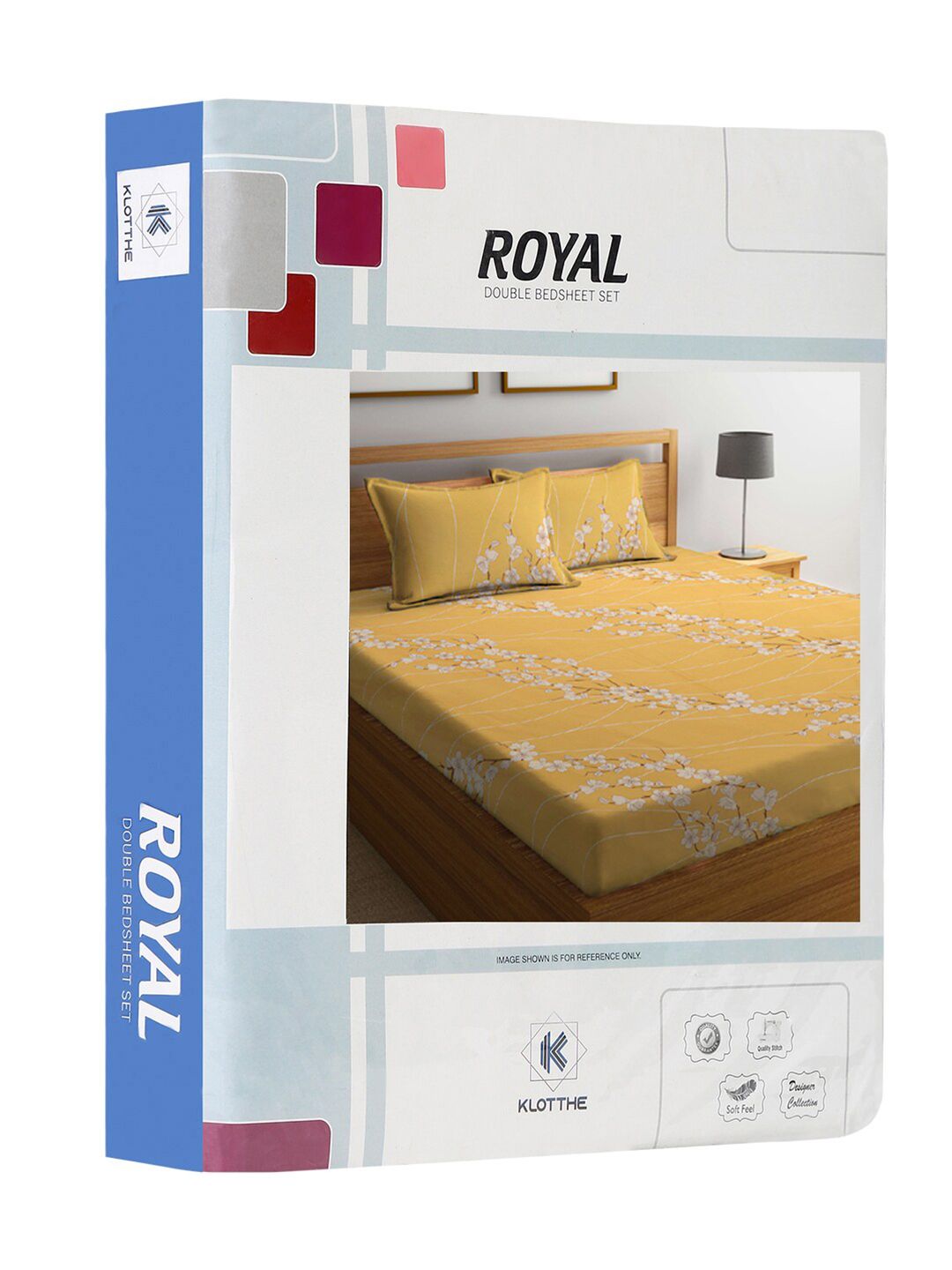 KLOTTHE Yellow Floral Pure Cotton 400 TC King Bedsheet with 2 Pillow Covers-250 x 225 cm