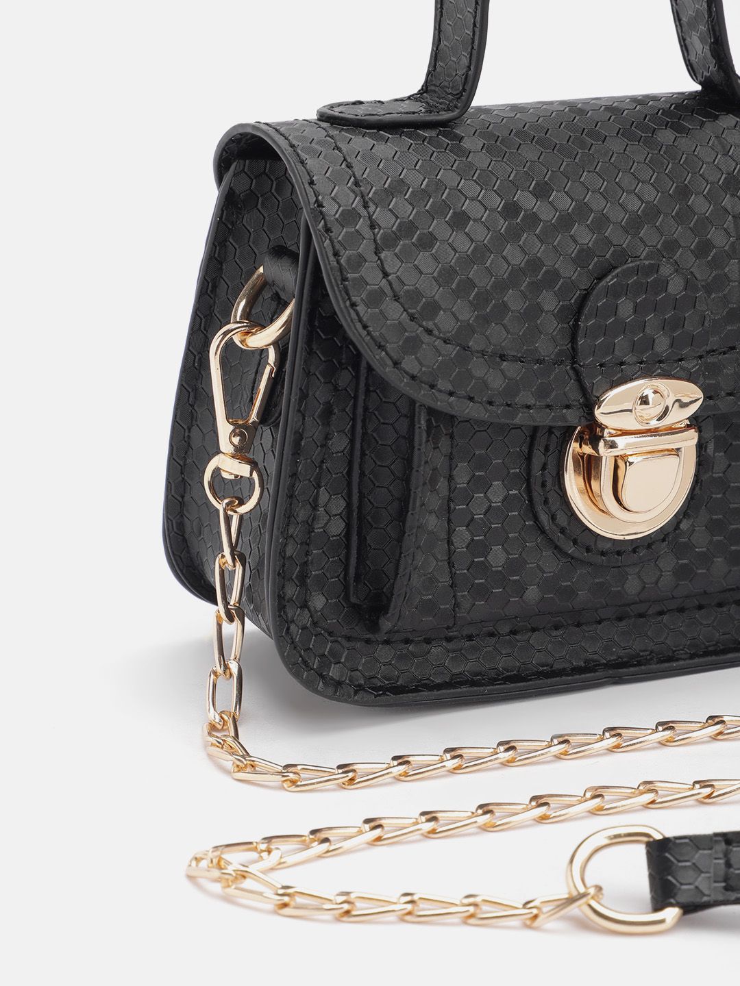 DressBerry Textured Structured Satchel Bag