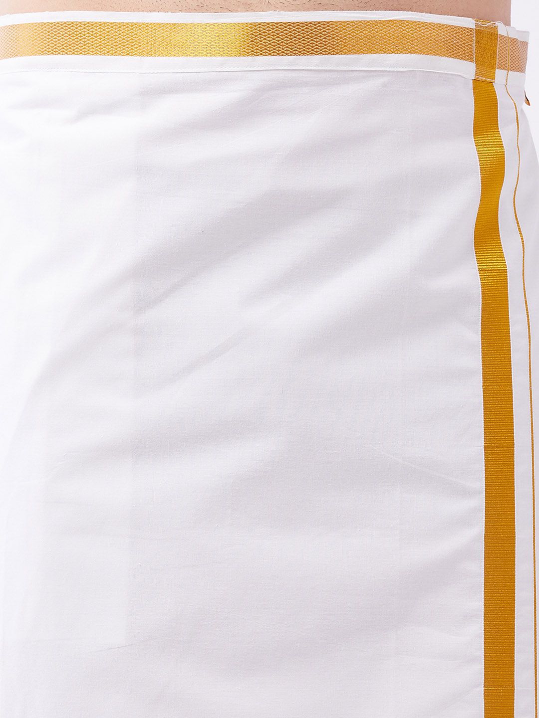 VASTRAMAY Men White Solid Cotton Dhoti