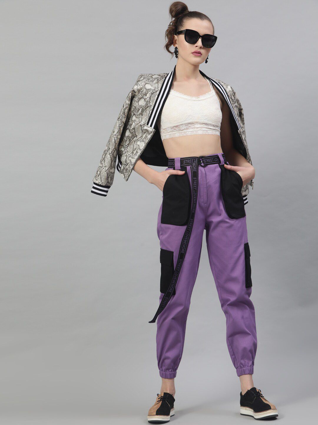 STREET 9 Women Lavender Regular Fit Solid Regular Trousers