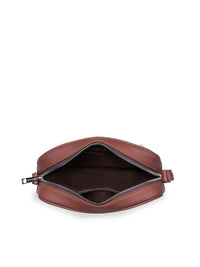 ZOUK Off-White & Pink Chevron Woven Design Handcrafted Vegan Leather Sustainable Sling Bag