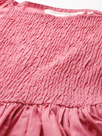 all about you Puff Sleeves Smocked Pure Cotton Fit & Flare Dress