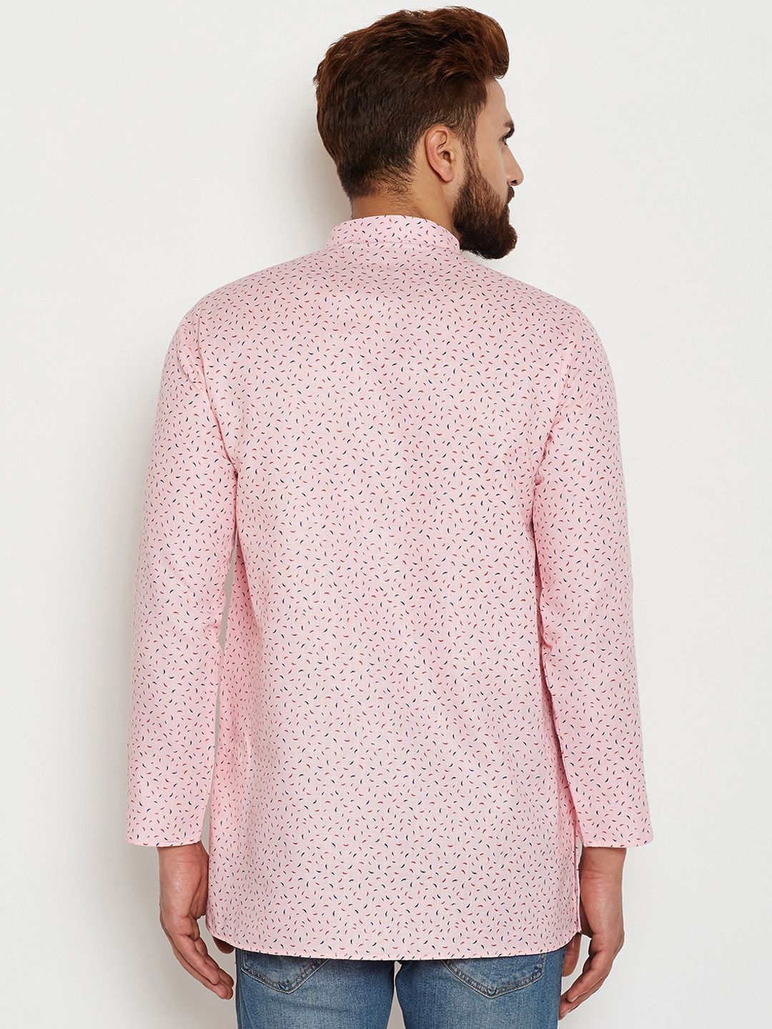 SOJANYA Men Pink Printed Straight Kurta