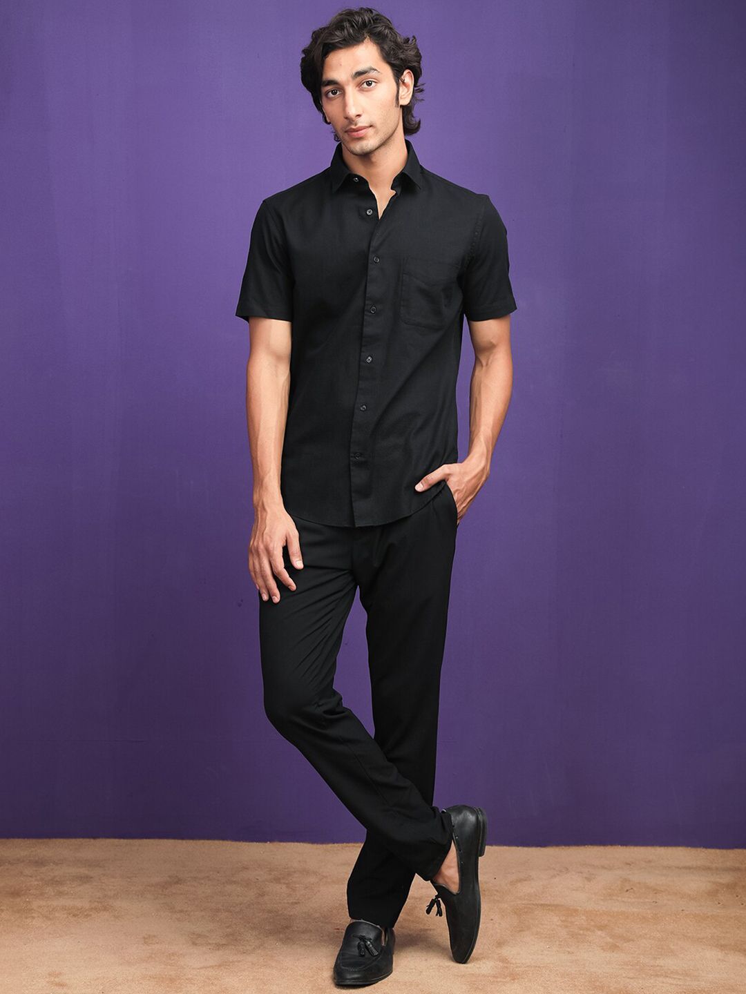 RARE RABBIT Men Darwin Slim Fit Opaque Cotton Shirt