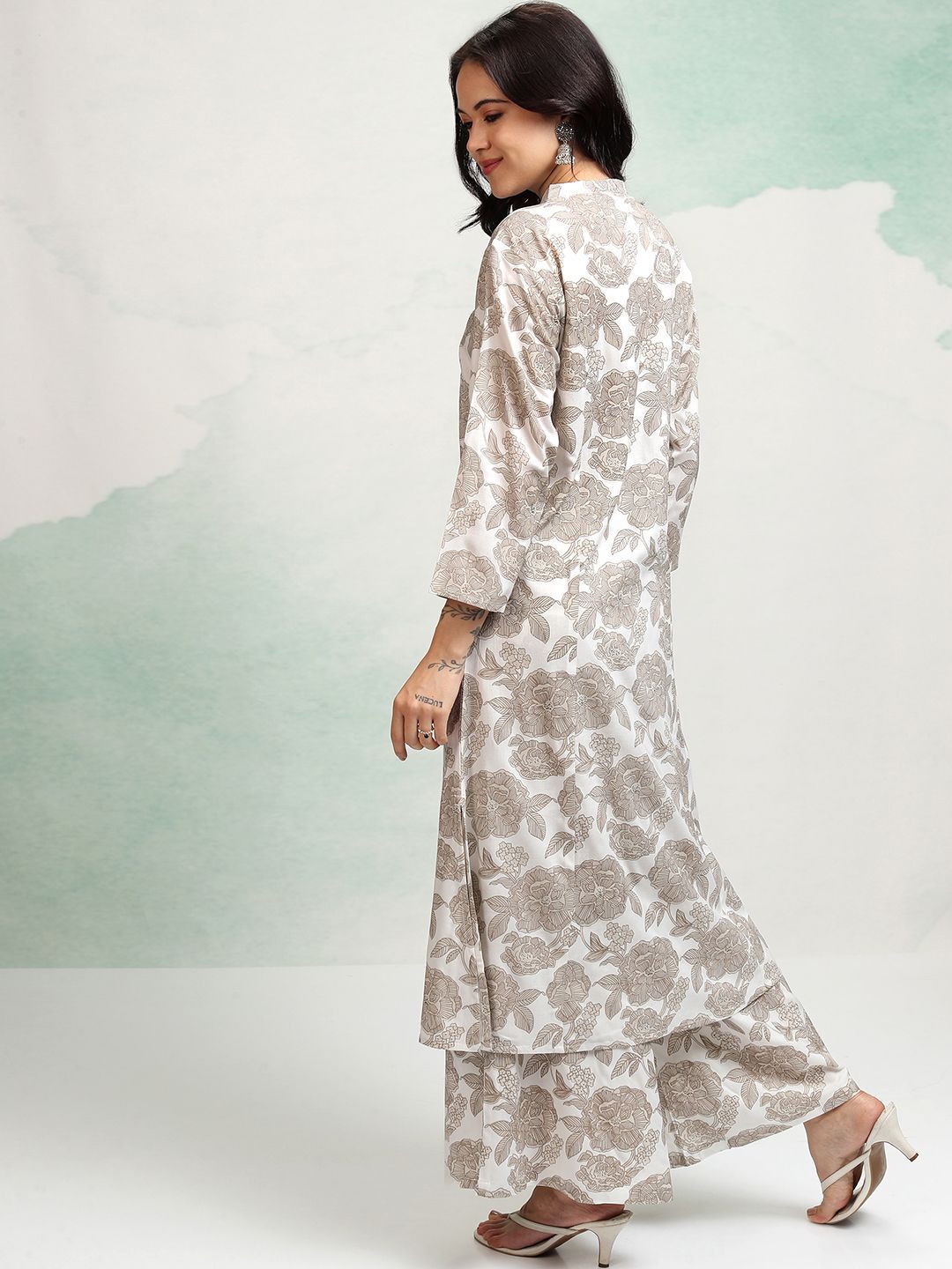 Vishudh Floral Printed Panelled Kurta with Palazzos