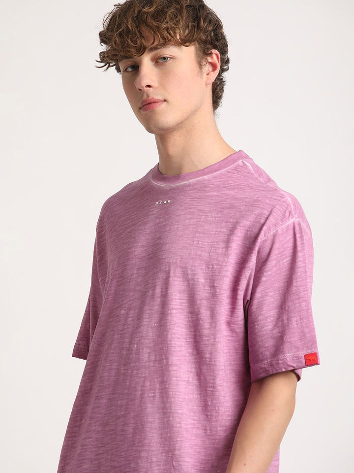 THE BEAR HOUSE Round Neck Drop-Shoulder Pure Cotton T-shirt