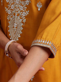 Indo Era Ethnic Motifs Embroidered Sequinned Straight Kurta & Trousers With Dupatta