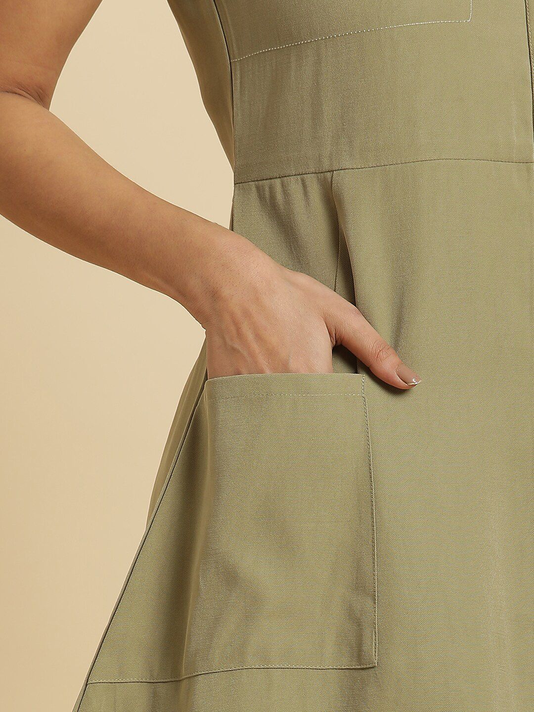 W Shirt Collar A-Line Dress