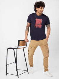 SPYKAR Graphic Printed Slim Fit Cotton T-Shirt