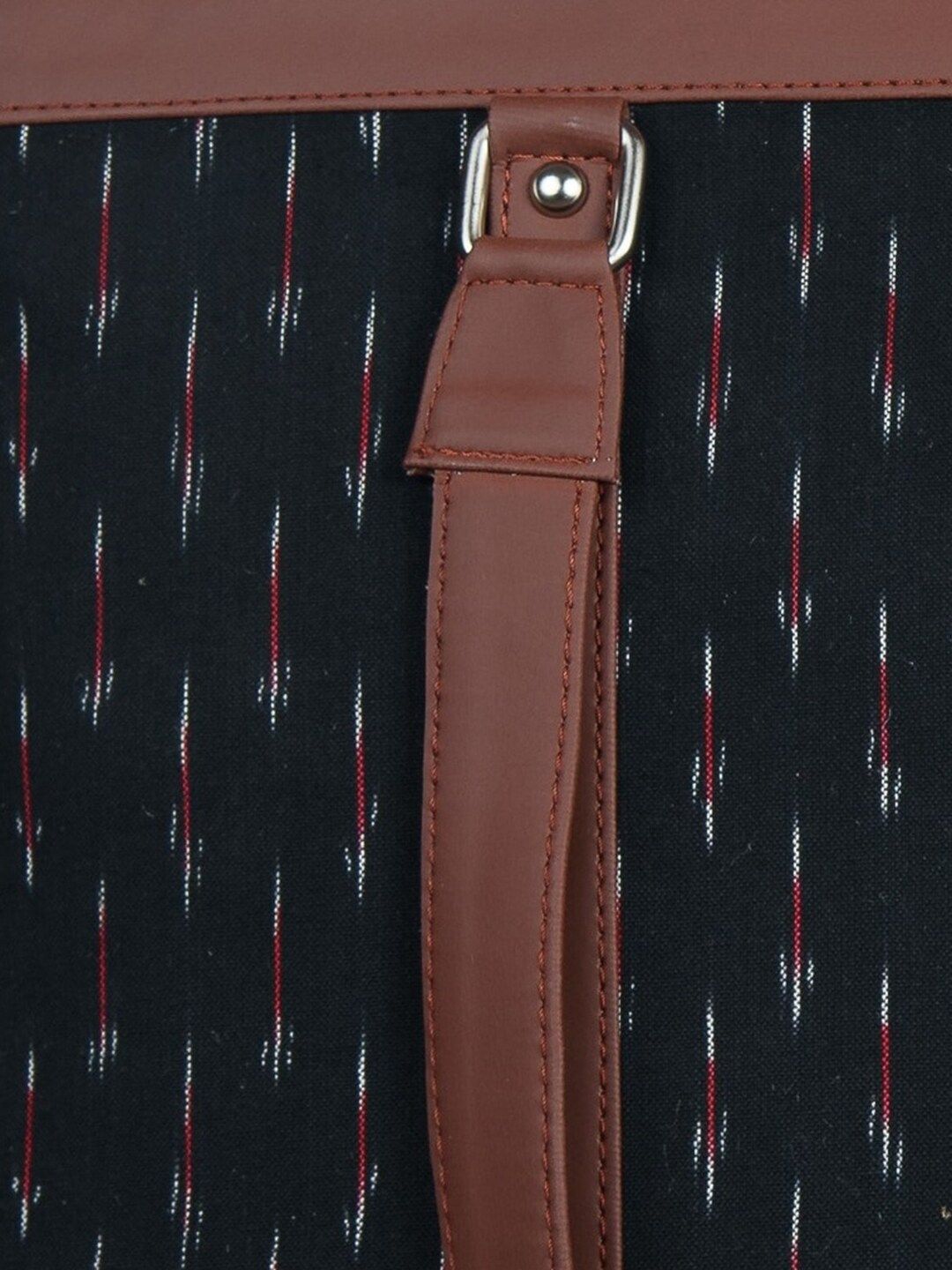 ZOUK Women Black Geometric Printed Leather Structured Shoulder Laptop Tote Bag