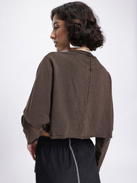 DressBerry Solid Long Sleeves Cropped Sweatshirt
