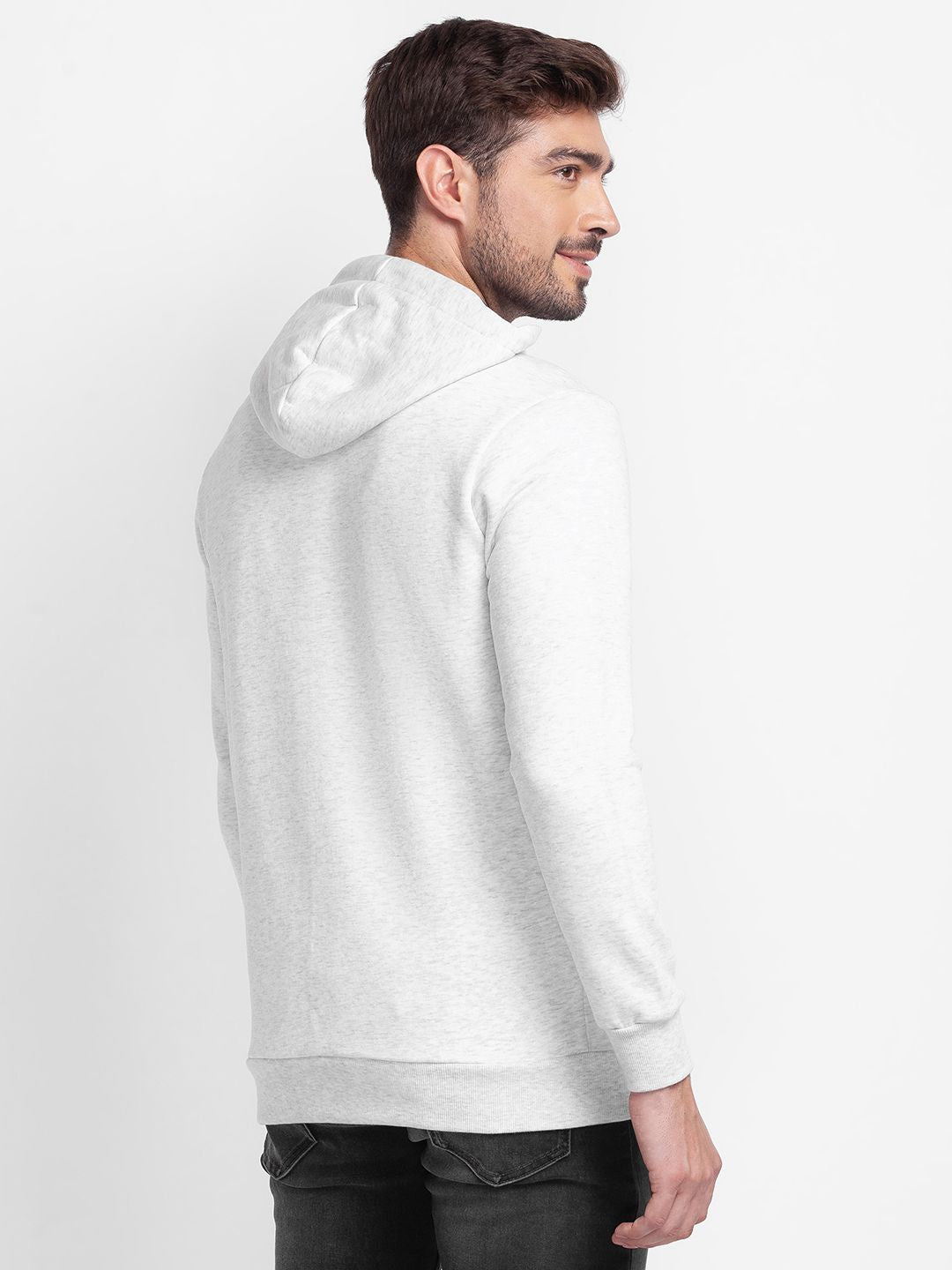 SPYKAR Typography Printed Hooded Front-Open Sweatshirt