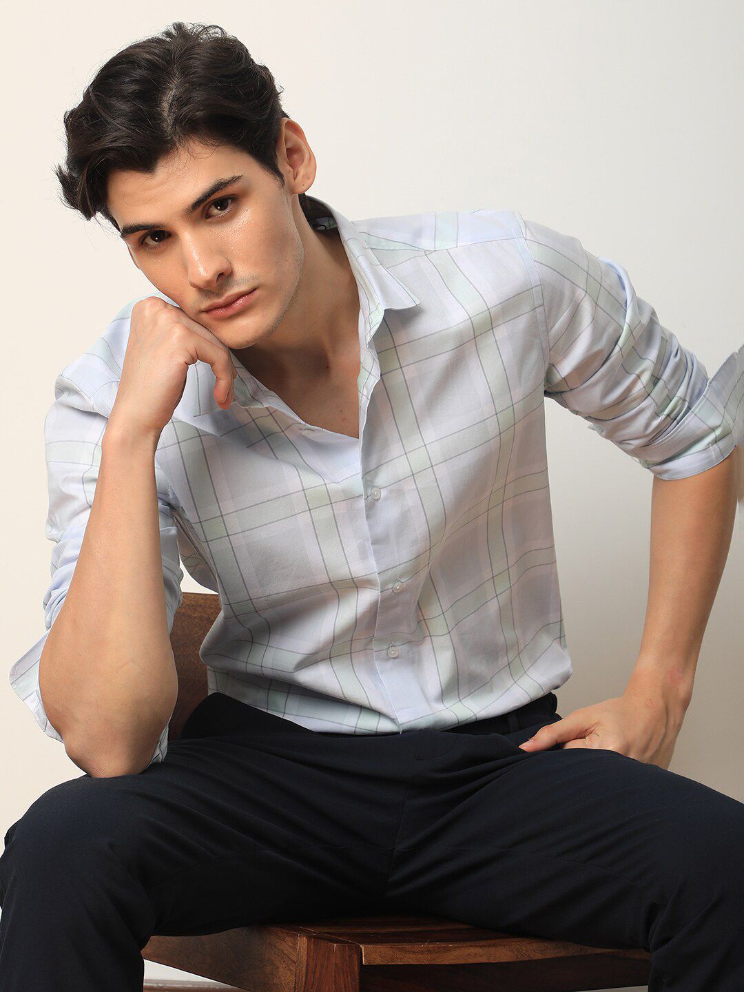 RARE RABBIT Men Tarkin Slim Fit Tartan Checked Cotton Shirt