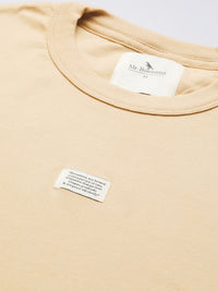 Mr Bowerbird Men Beige Pure Cotton Philosophy Crew Neck Oversized Pure Cotton T-shirt