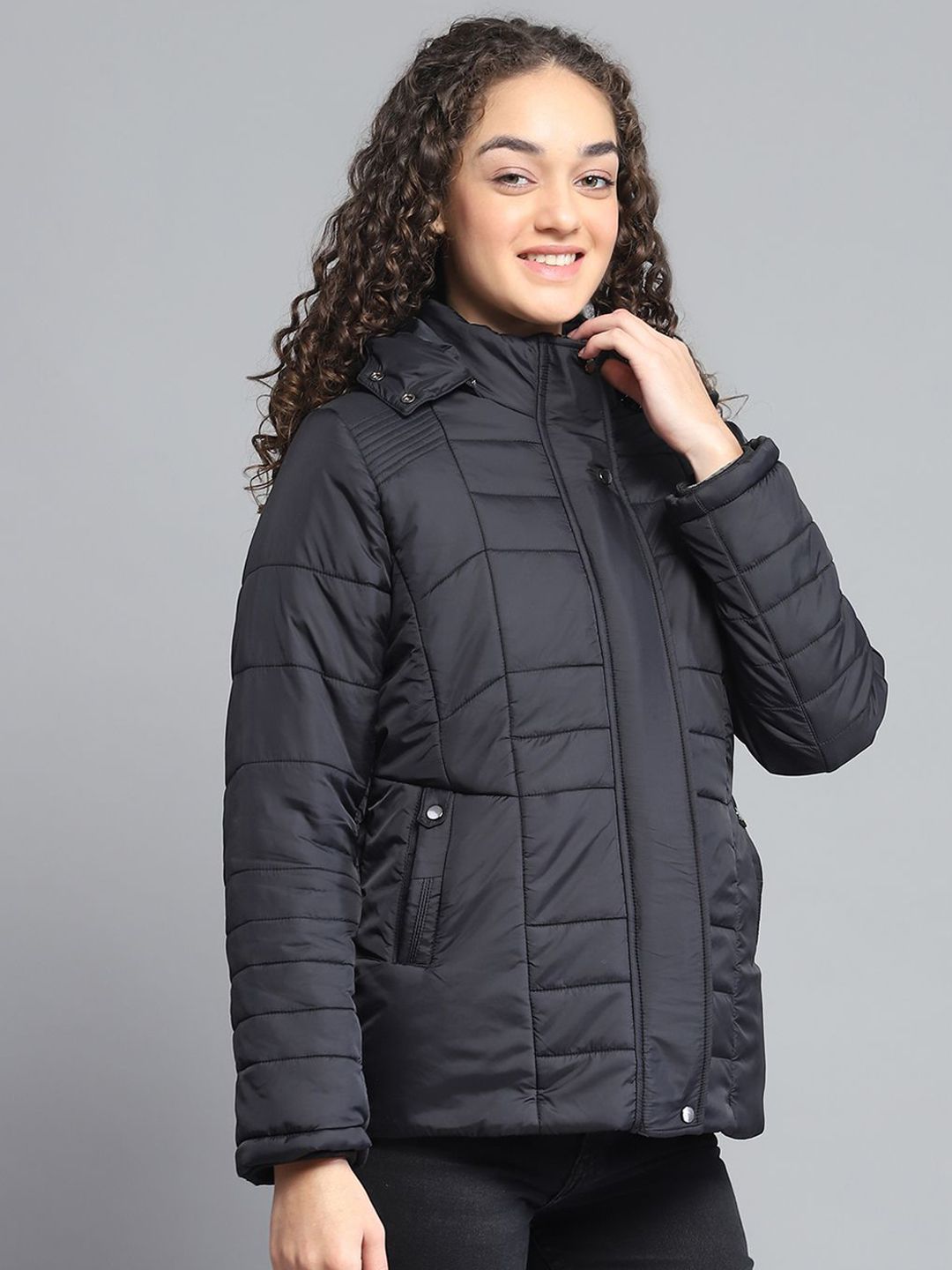 Monte Carlo Women Hooded Solid Casual Lightweight Padded Jacket