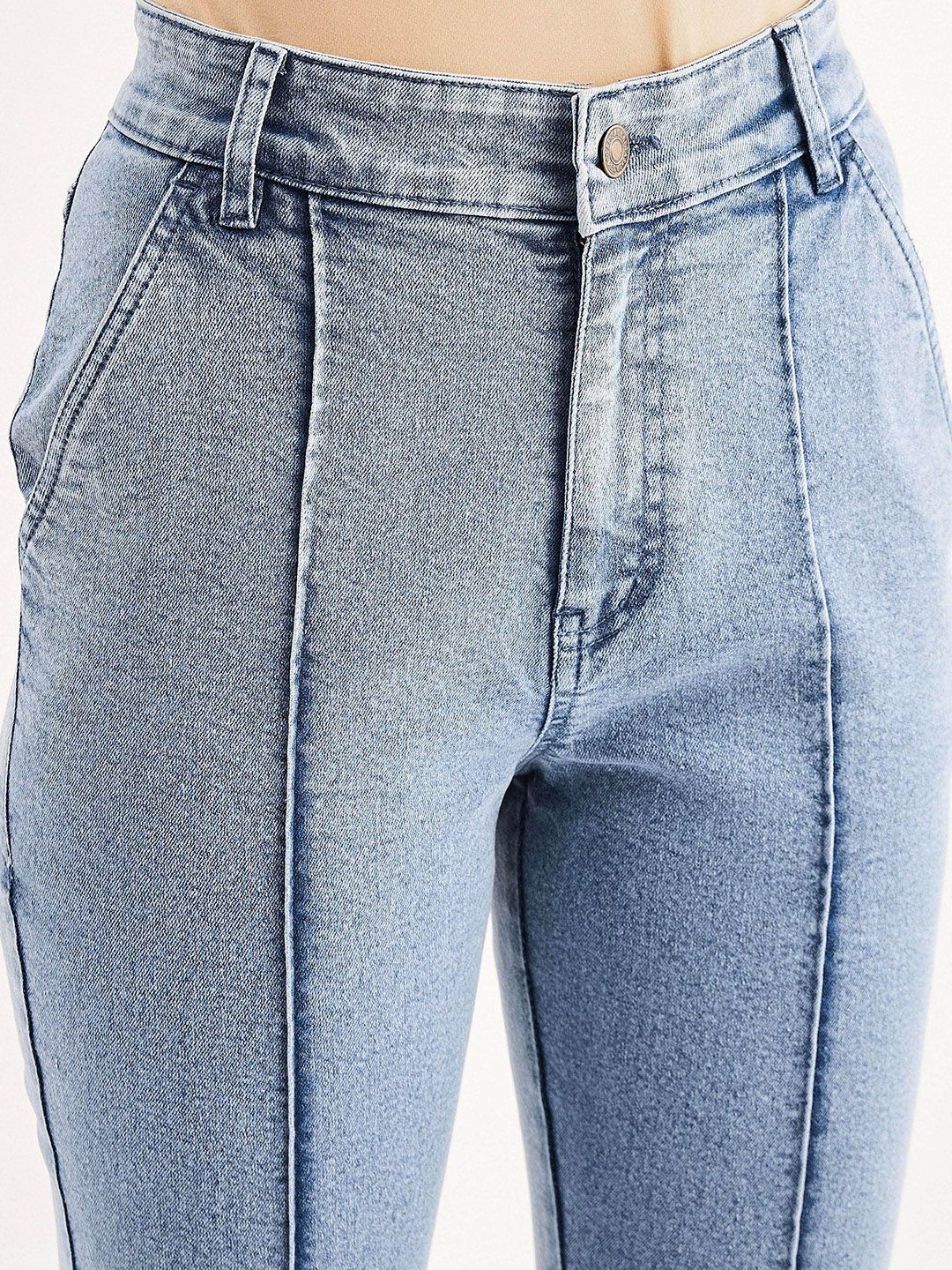 SASSAFRAS BASICS Women Bootcut Clean Look Heavy Fade Acid Wash Stretchable Jeans