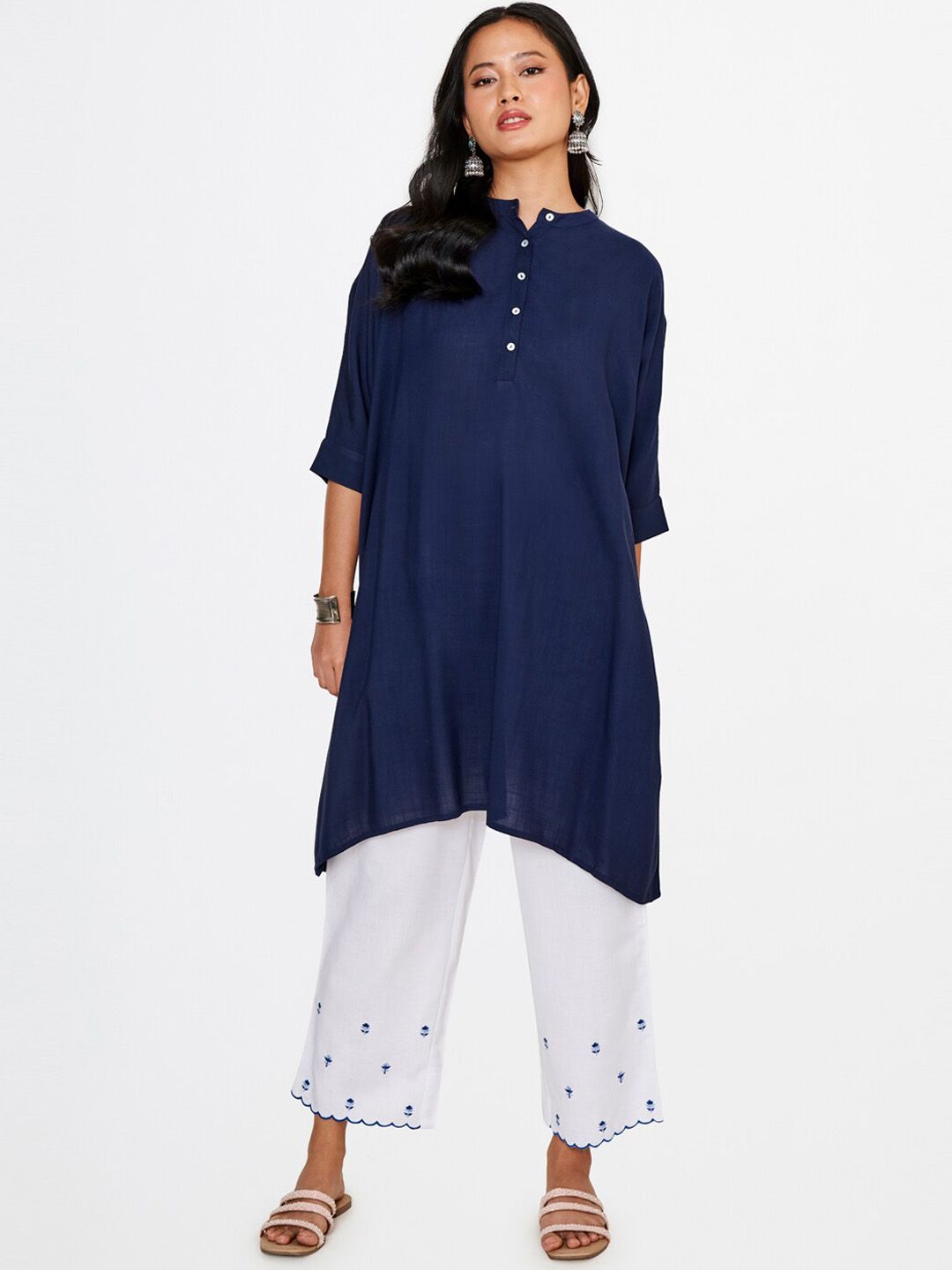 Global Desi Women Embroidered Straight Fit Trousers