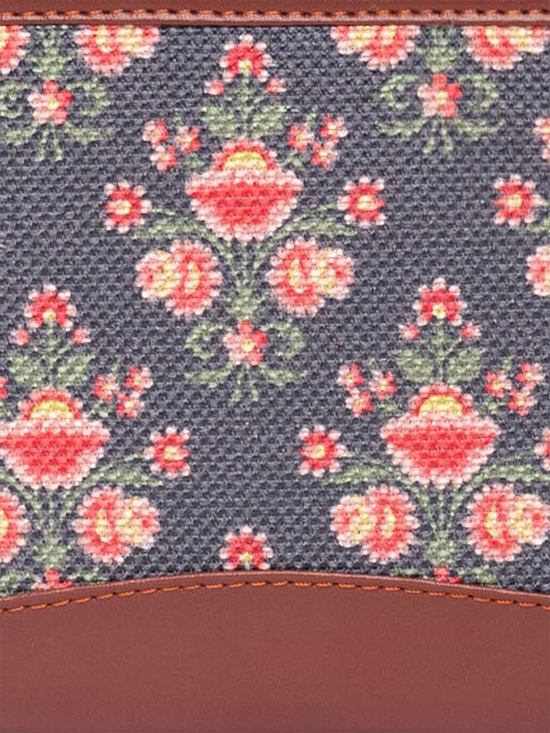 ZOUK Women Navy Blue & Pink Floral Printed Zip Around Wallet