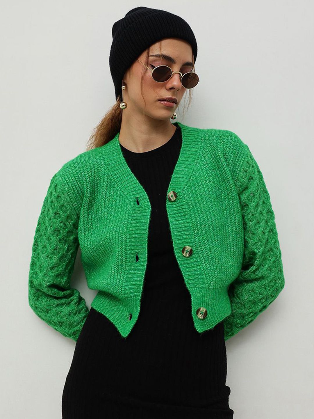 STREET 9 Women Cable Knit Crop Cardigan