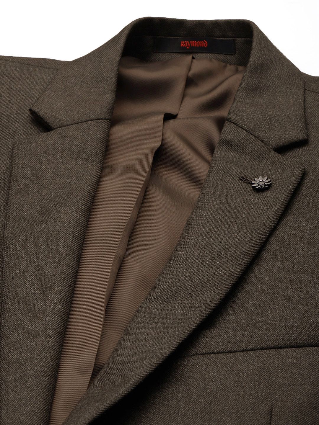 Raymond Men Brown Solid Slim Fit Single Breasted Formal Blazer