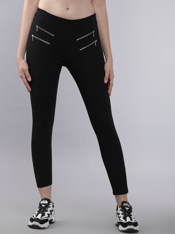 Tokyo Talkies Women Black Slim Fit Solid Regular Trousers