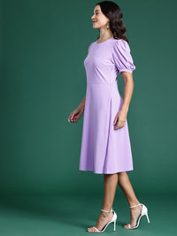 DressBerry Puff Sleeve A-Line Midi Dress