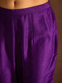 Indo Era Purple Ethnic Motifs Zari Embroidered Kurta with Trousers & With Dupatta