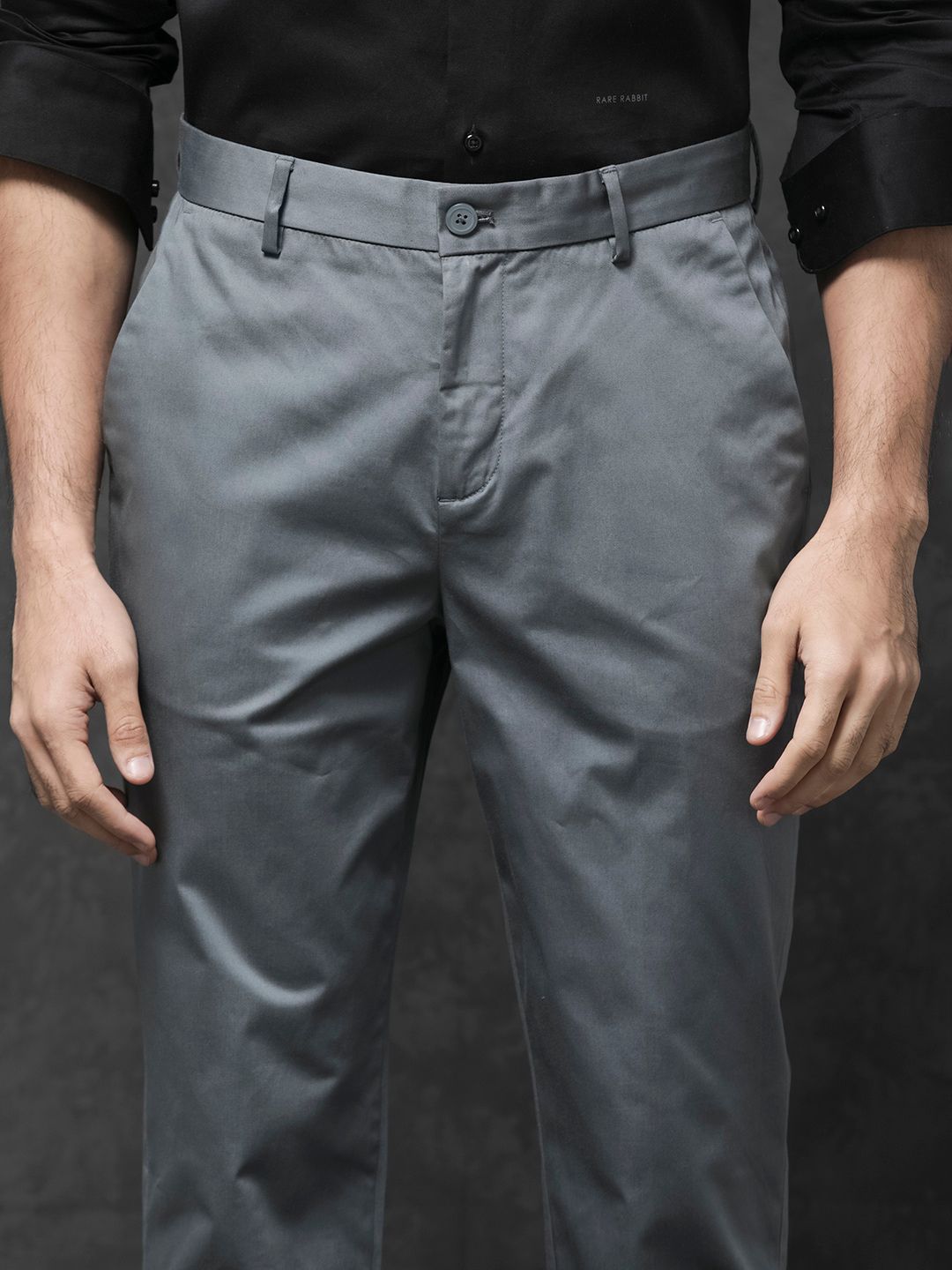 RARE RABBIT Men Comotel Mid-Rise Cotton Regular Fit Trouser