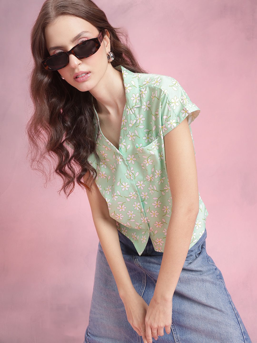 DressBerry Floral Print Extended Sleeve Shirt