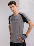 HRX by Hrithik Roshan Typography Printed Rapid-Dry Training T-shirt with Panelling Detail