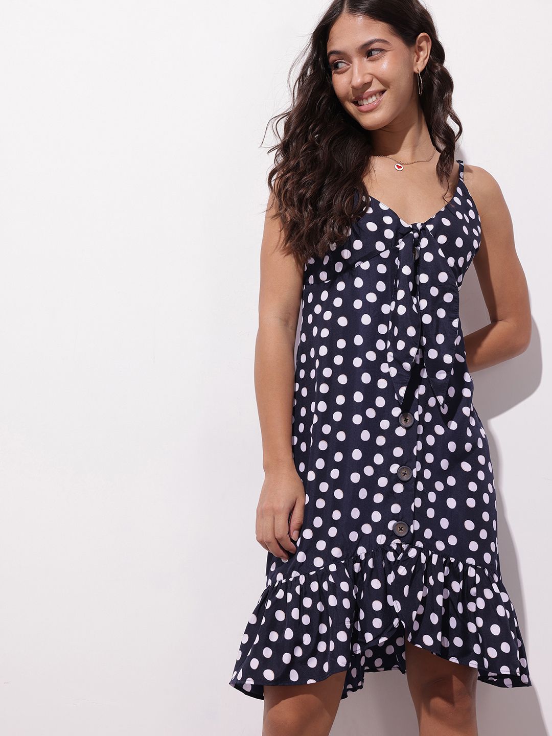 DressBerry Spot Obsession Print Ruffled A-Line Dress