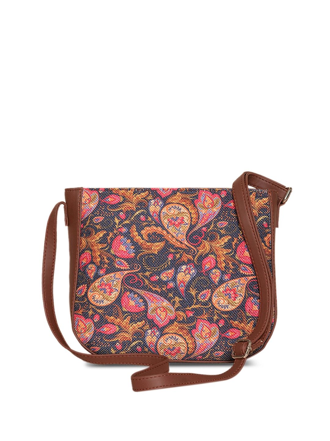 ZOUK Multicoloured Floral Printed Structured Sling Bag