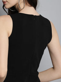 SASSAFRAS Black  One Side Frill Bodycon Dress