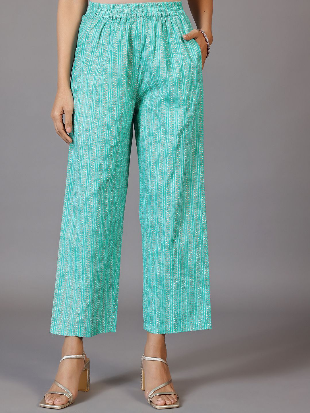 Libas Floral Printed V-Neck Thread Work Kurta With Trousers & Dupatta