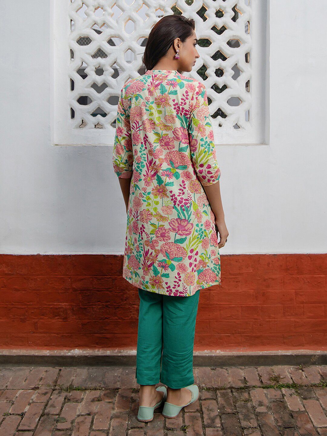Janasya Pure Cotton Floral Printed A-Line Tunic