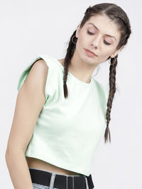 Tokyo Talkies Women Green Extended Sleeves T-shirt