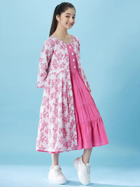 pspeaches Girls Fit And Flare Tiered Cotton Midi Dress With Shrug