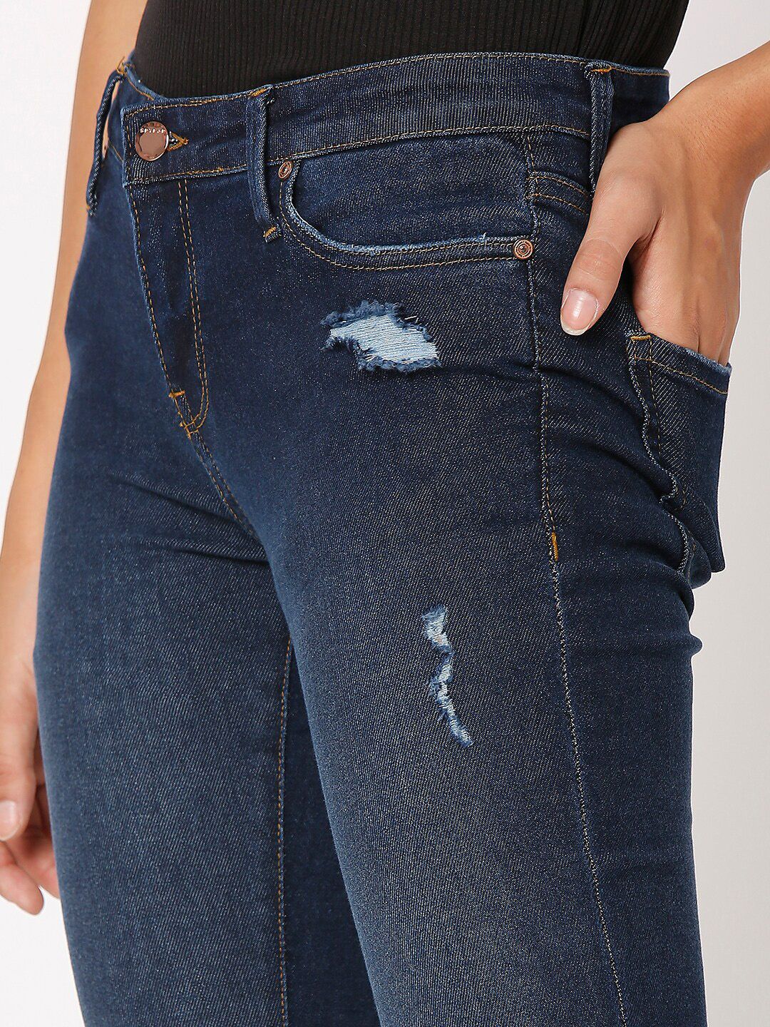 SPYKAR Women Blue Alicia Super Skinny Fit Low Distress Light Fade Jeans